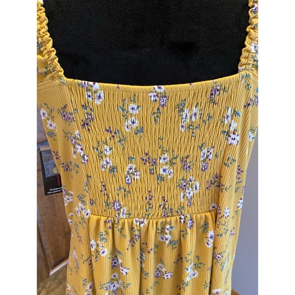 No Boundaries Boho Hippie Dress Gold Size XL 15-17 Off/On Shoulder NWT Smocked - Picture 7 of 12